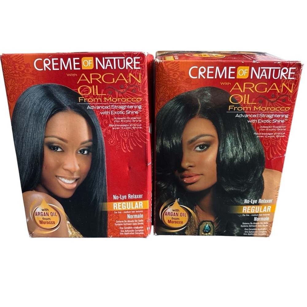 2 Pack Creme of Nature with Argan Oil from Morocco No Lye Relaxer Kit Regular